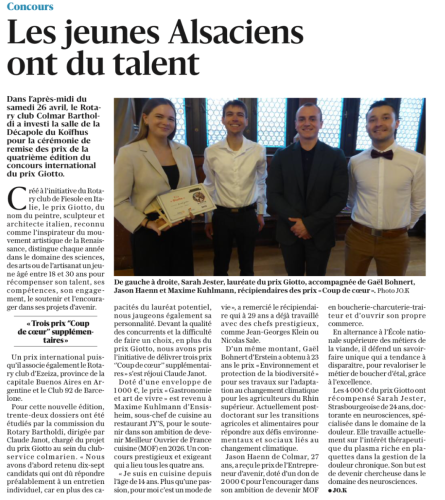 Article des Dernières Nouvelles d’Alsace du 29/04/25